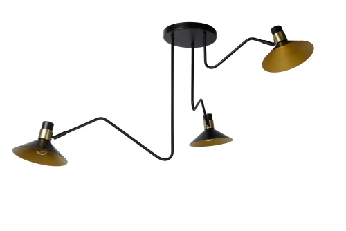 Светильник потолочный Pepijn 05128/03/30 Lucide чёрный матовый золото 3 лампы, основание чёрное в стиле современный лофт  фото 2